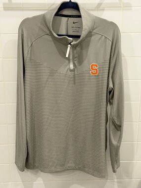 Nike Gray Quarter-Zip Pullover with Orange 'S' Patch